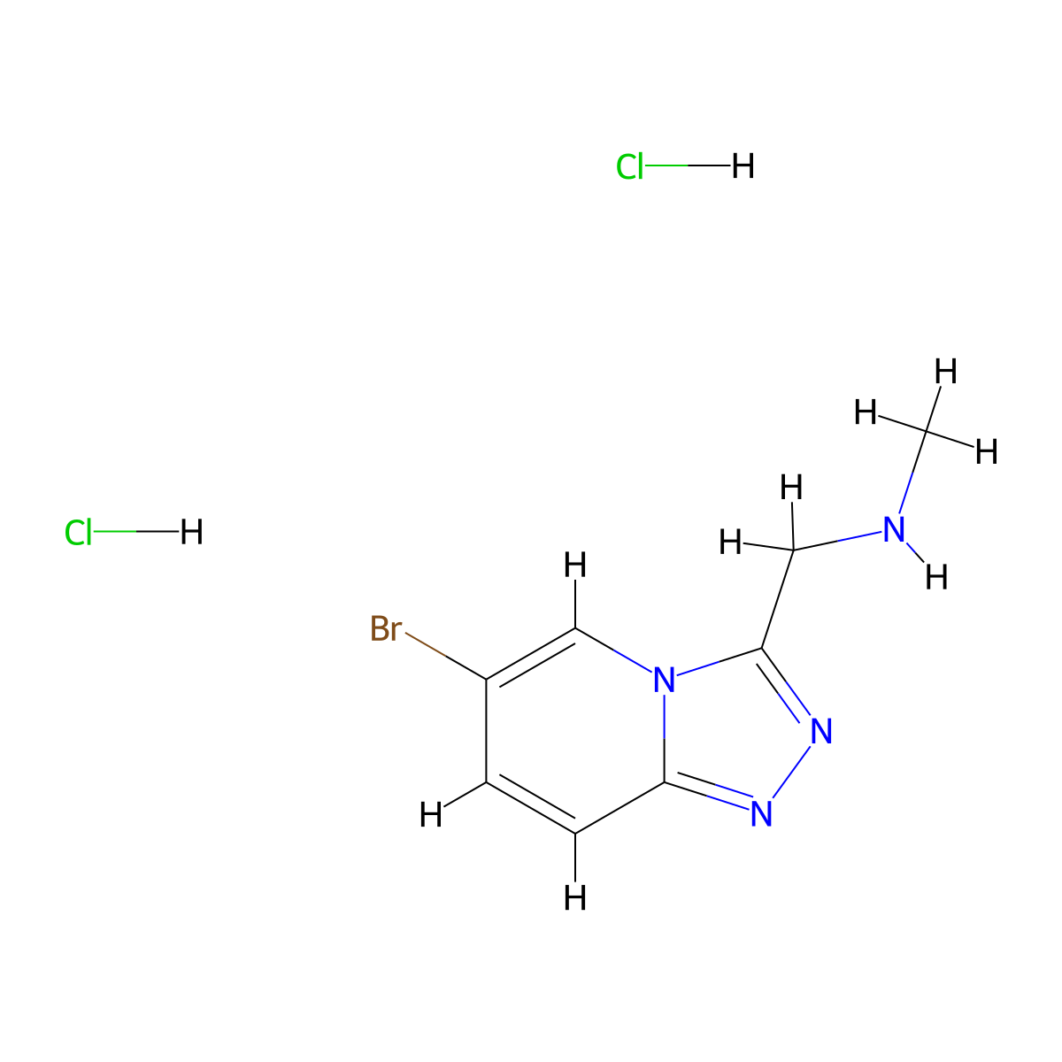 ({6-Bromo-[1,2,4]triazolo[4,3-a]pyridin-3-yl}methyl)(methyl)amine dihydrochloride molecular structure, CAS 3026696-43-2