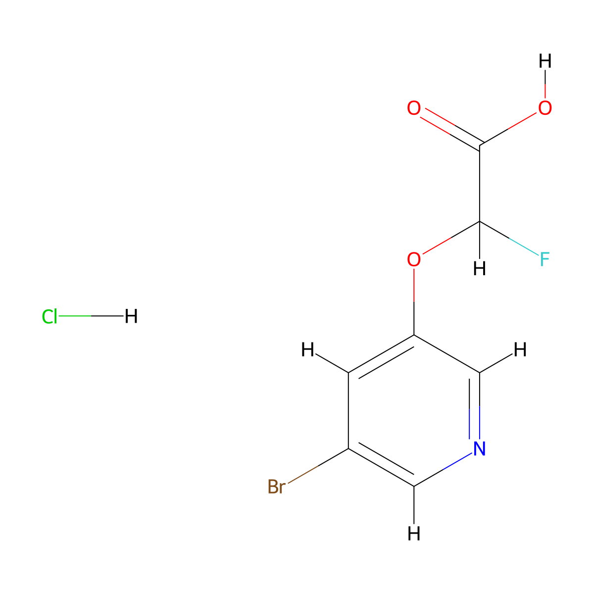 2-[(5-Bromopyridin-3-yl)oxy]-2-fluoroacetic acid hydrochloride molecular structure, CAS 3026696-50-1