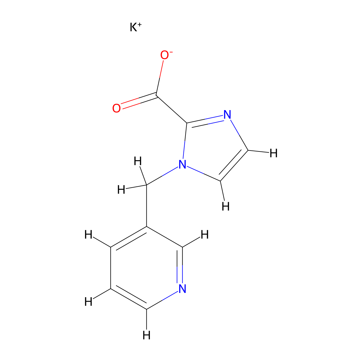Potassium 1-(pyridin-3-ylmethyl)-1H-imidazole-2-carboxylate molecular structure, CAS 3026696-51-2