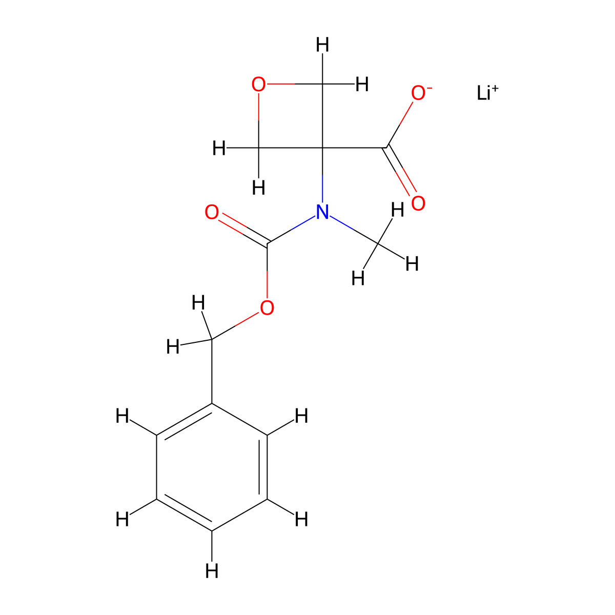 Lithium(1+) 3-{[(benzyloxy)carbonyl](methyl)amino}oxetane-3-carboxylate molecular structure, CAS 3026696-52-3