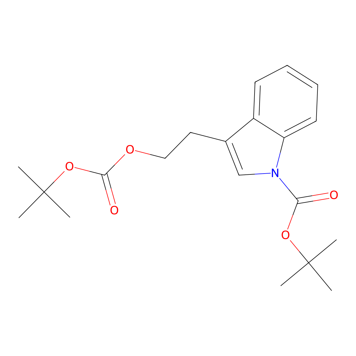 Tert-butyl 3-(2-((tert-butoxycarbonyl)oxy) ethyl)-1H-indole-1-carboxylate molecular structure, CAS 3026696-58-9