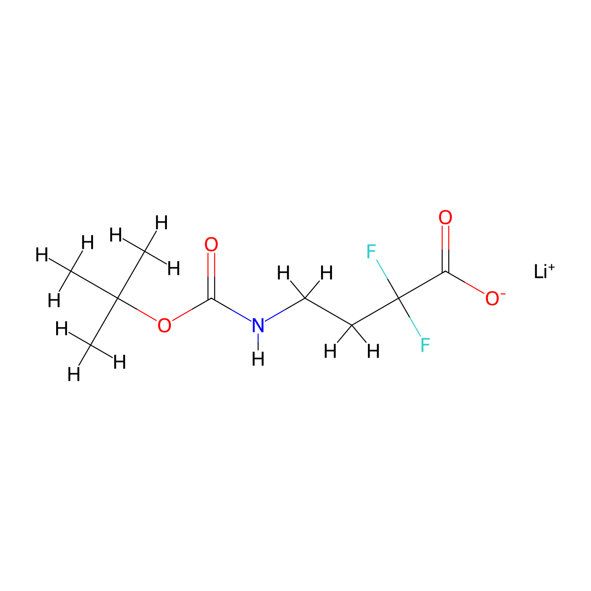 Lithium(1+) 4-{[(tert-butoxy)carbonyl]amino}-2,2-difluorobutanoate molecular structure, CAS 3026696-59-0