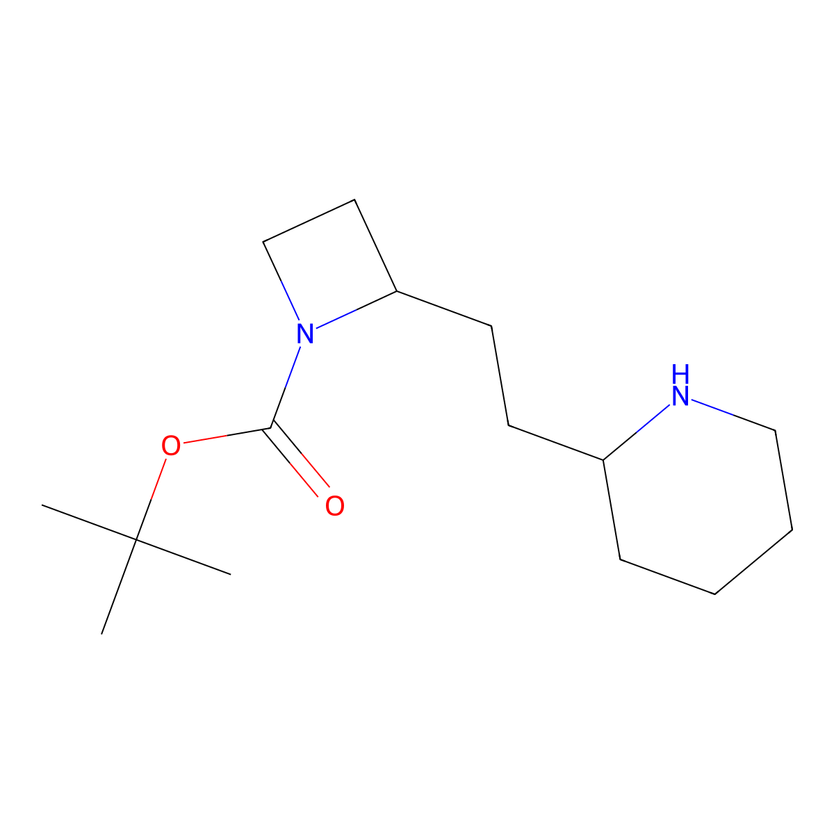 Tert-butyl 2-[2-(piperidin-2-yl)ethyl]azetidine-1-carboxylate molecular structure, CAS 3026696-62-5