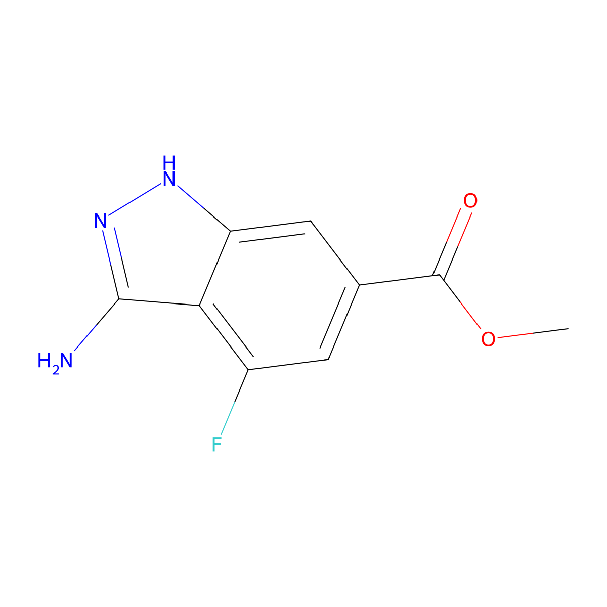 Methyl 3-amino-4-fluoro-1H-indazole-6-carboxylate molecular structure, CAS 3026696-85-2
