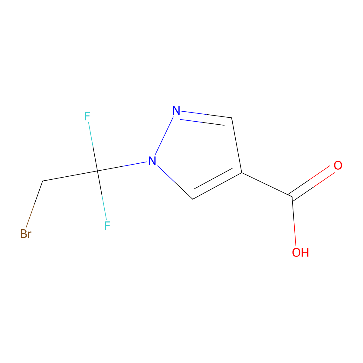 1-(2-bromo-1,1-difluoroethyl)-1H-pyrazole-4-carboxylic acid molecular structure, CAS 3026696-90-9