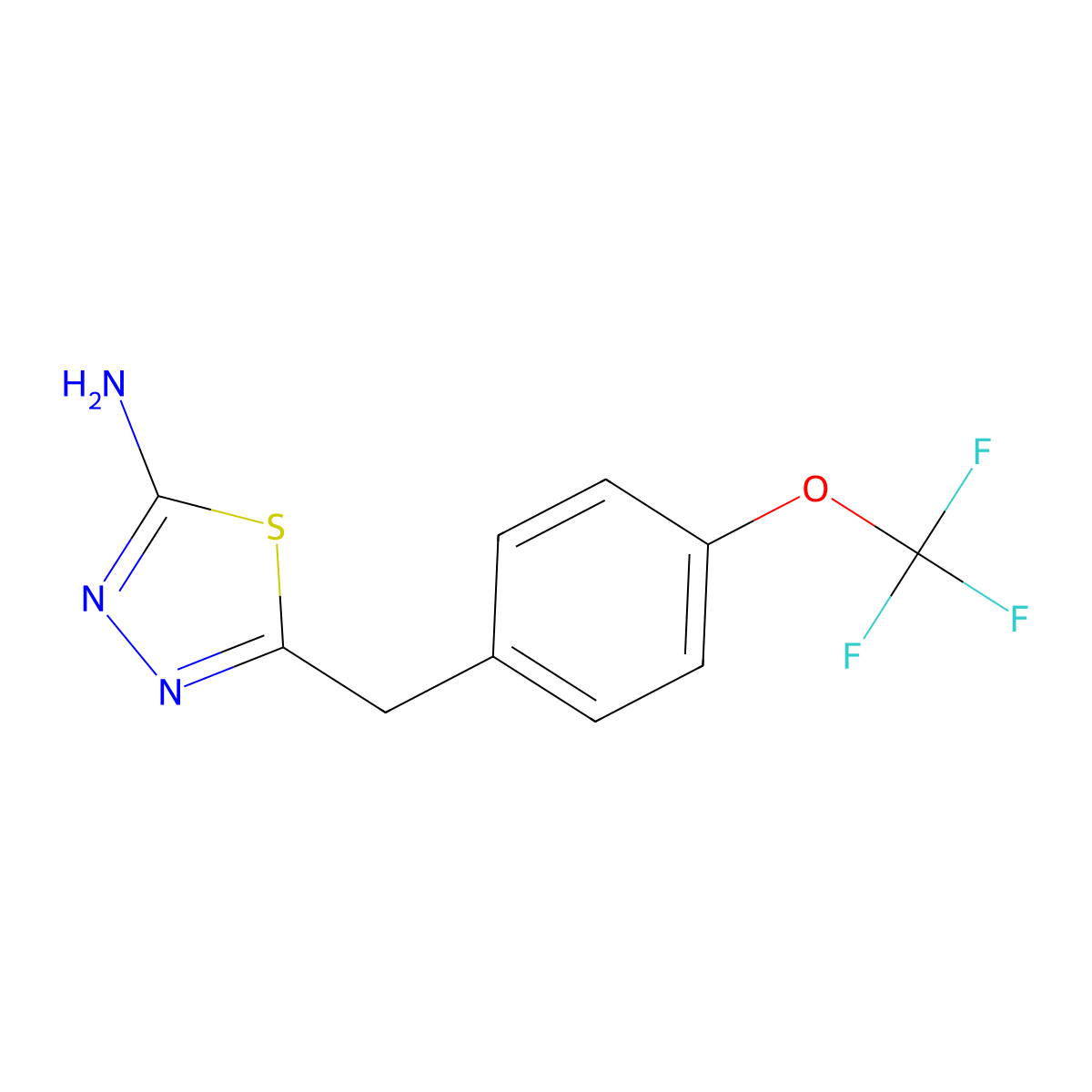 5-{[4-(Trifluoromethoxy)phenyl]methyl}-1,3,4-thiadiazol-2-amine molecular structure, CAS 3026696-95-4