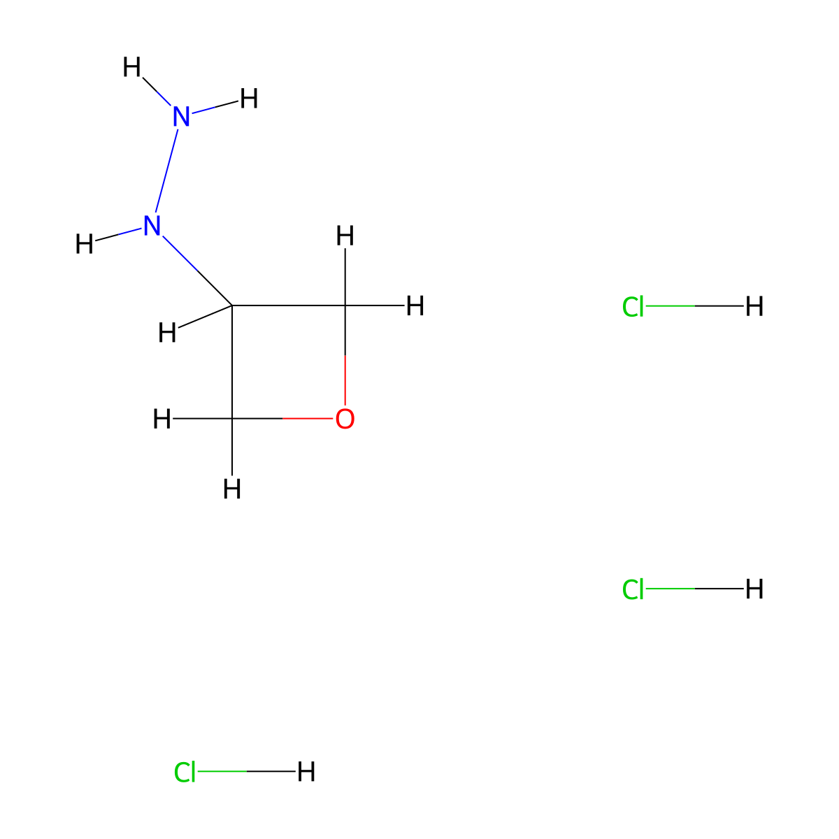 Oxetan-3-ylhydrazine trihydrochloride molecular structure, CAS 3026696-98-7