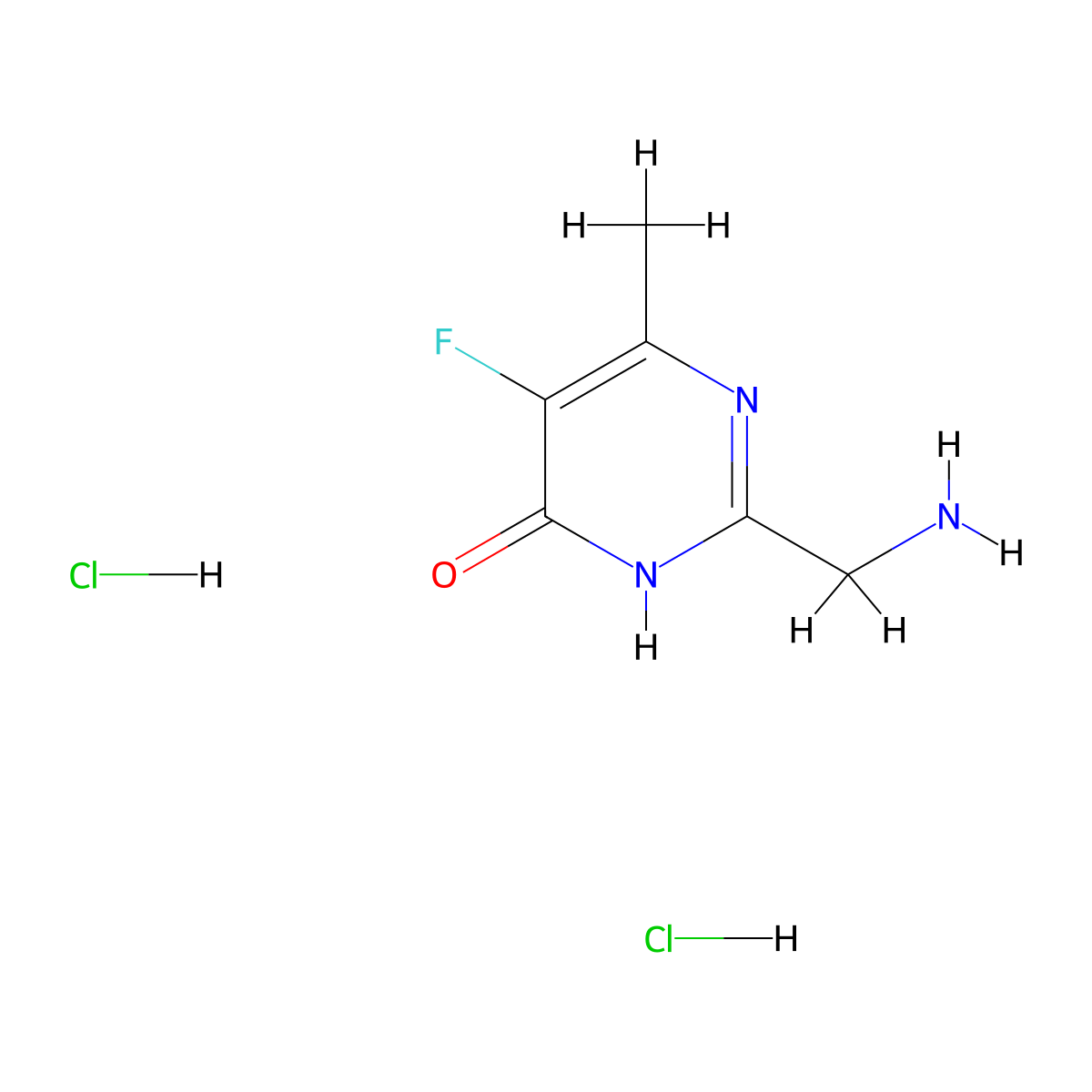 2-(Aminomethyl)-5-fluoro-6-methylpyrimidin-4-ol dihydrochloride molecular structure, CAS 3026697-16-2
