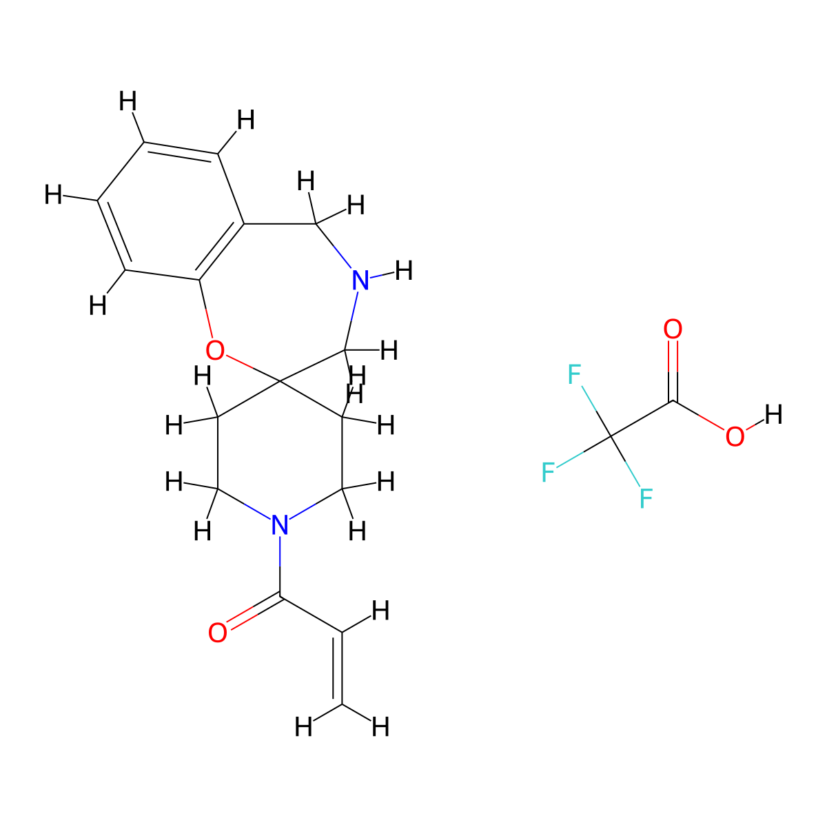 1-{4,5-dihydro-3H-spiro[1,4-benzoxazepine-2,4'-piperidin]-1'-yl}prop-2-en-1-one, trifluoroacetic acid molecular structure, CAS 3026697-22-0
