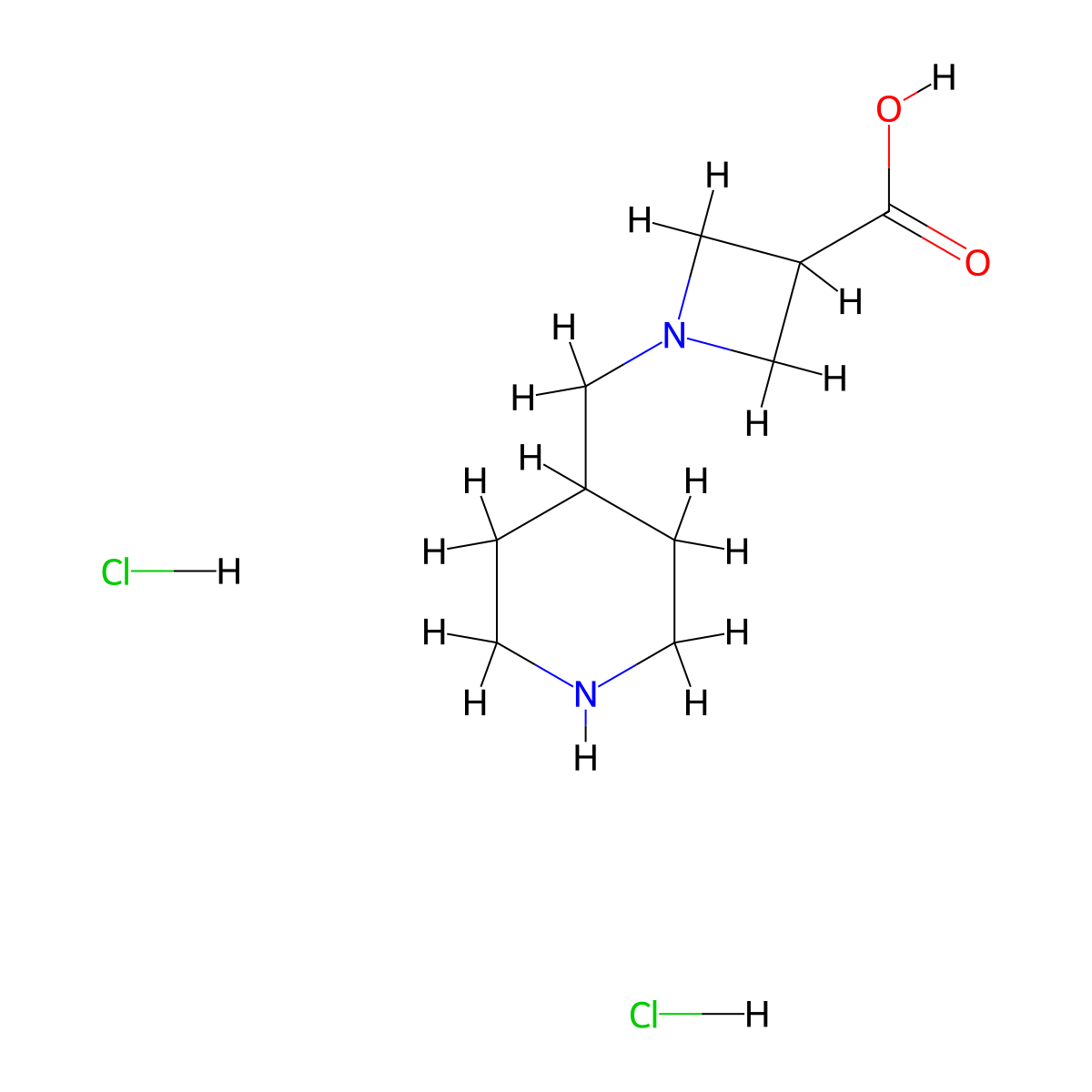 1-[(Piperidin-4-yl)methyl]azetidine-3-carboxylic acid dihydrochloride molecular structure, CAS 3026697-25-3