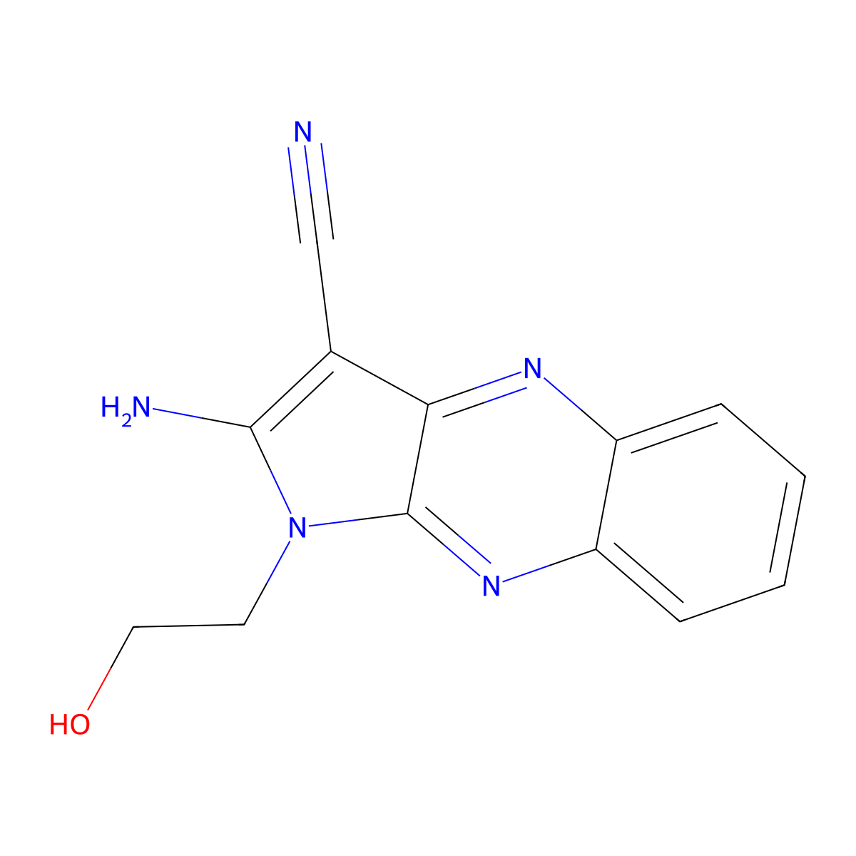 2-Amino-1-(2-hydroxyethyl)pyrrolo[3,2-b]quinoxaline-3-carbonitrile molecular structure, CAS 30267-31-3