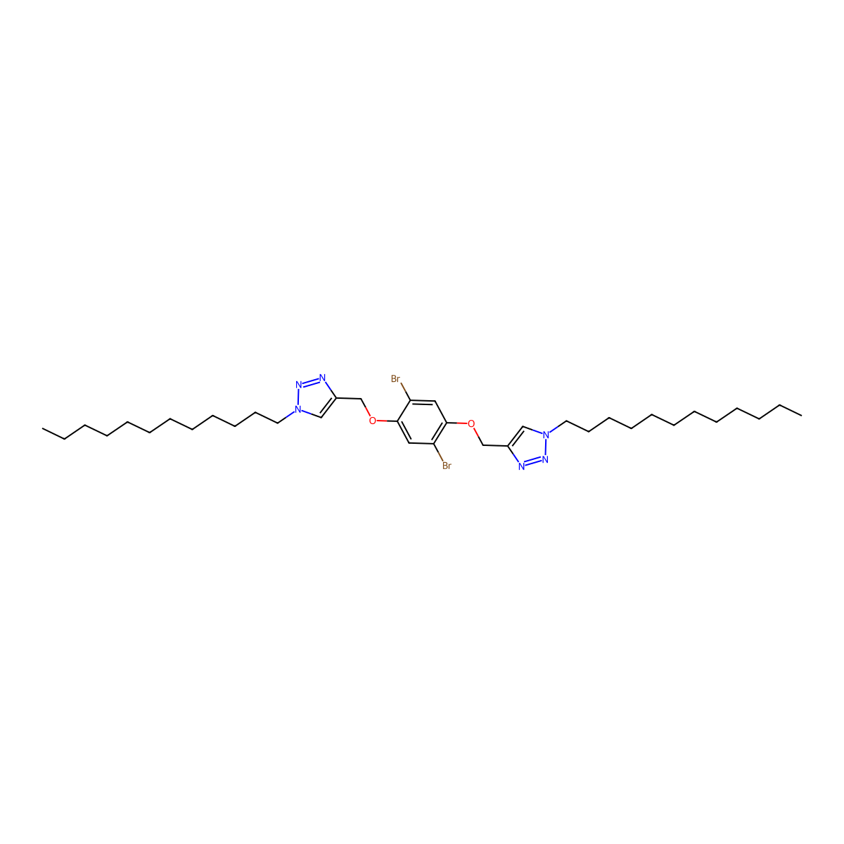 4,4'-(((2,5-Dibromo-1,4-phenylene)bis(oxy))bis(methylene))bis(1-dodecyl-1H-1,2,3-triazole) molecular structure, CAS 3026712-06-8