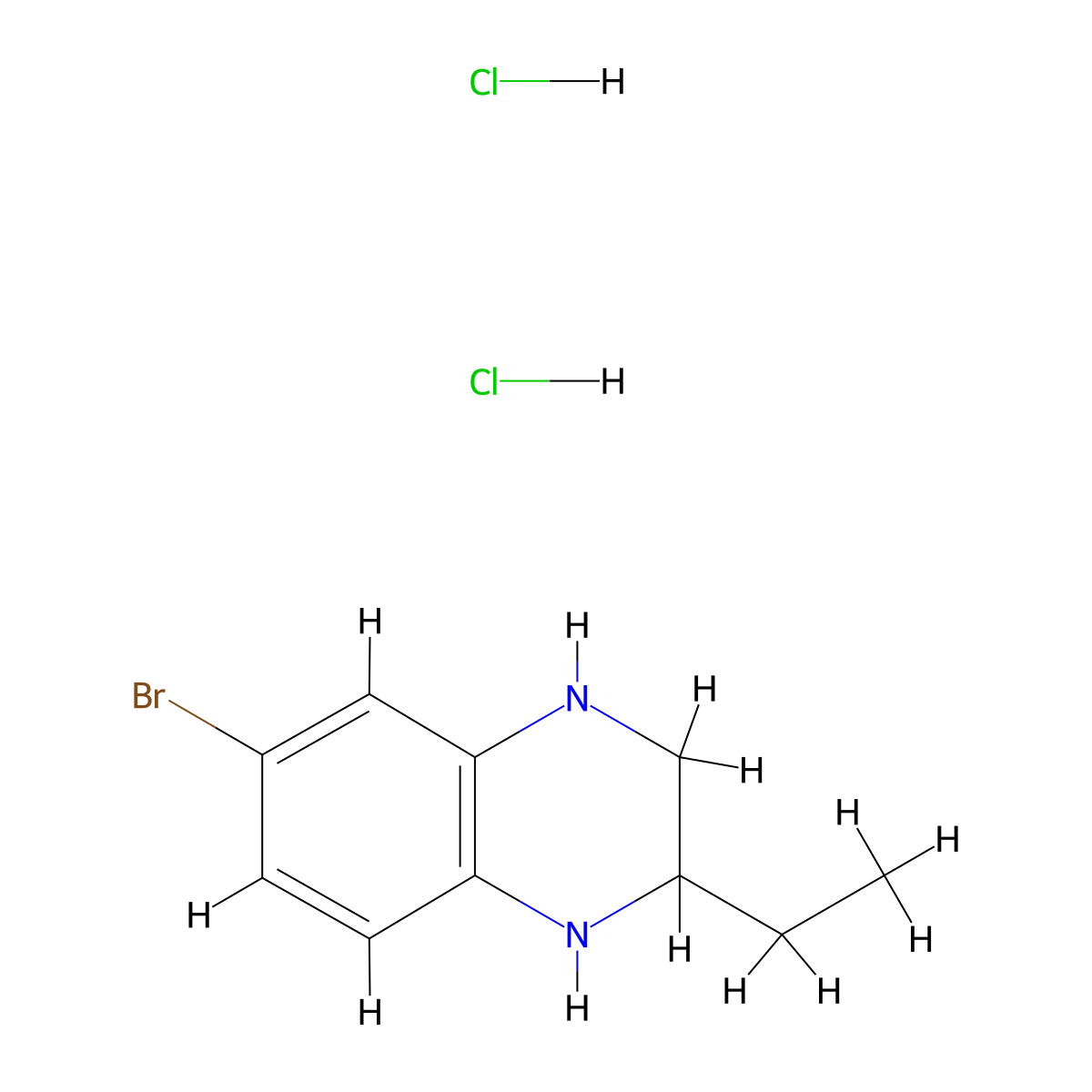 6-Bromo-2-ethyl-1,2,3,4-tetrahydroquinoxaline dihydrochloride molecular structure, CAS 3026712-15-9