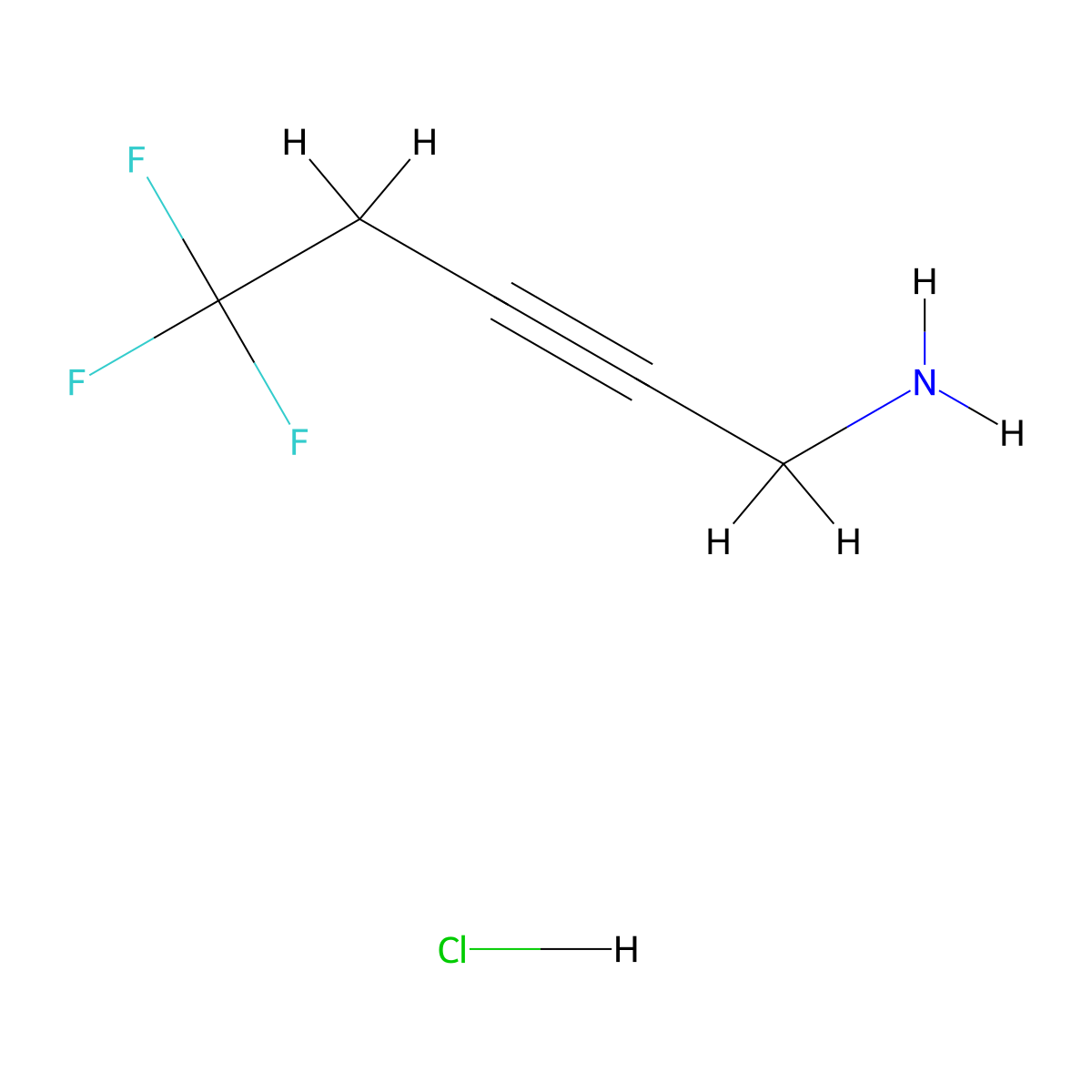 5,5,5-Trifluoropent-2-yn-1-amine hydrochloride molecular structure, CAS 3026712-16-0