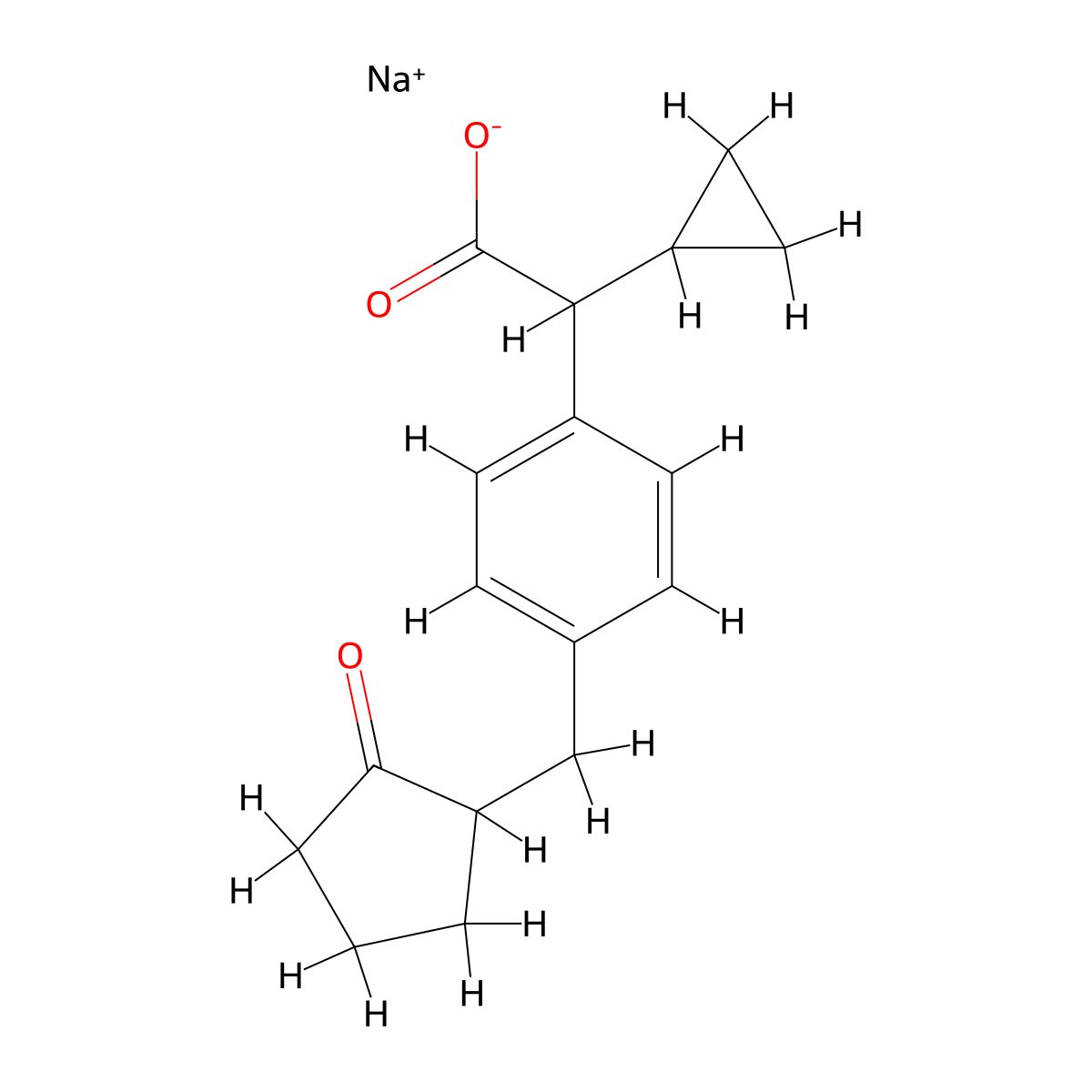 Sodium 2-cyclopropyl-2-(4-((2-oxocyclopentyl)methyl)phenyl)acetate molecular structure, CAS 3026712-18-2