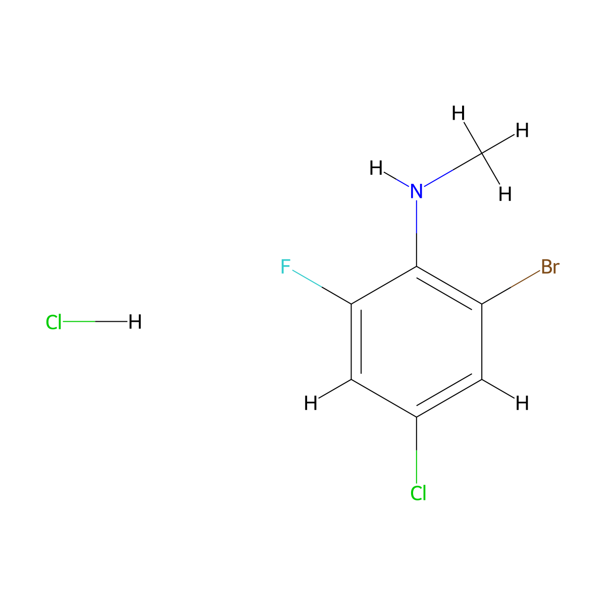 2-bromo-4-chloro-6-fluoro-N-methylaniline hydrochloride molecular structure, CAS 3026712-19-3