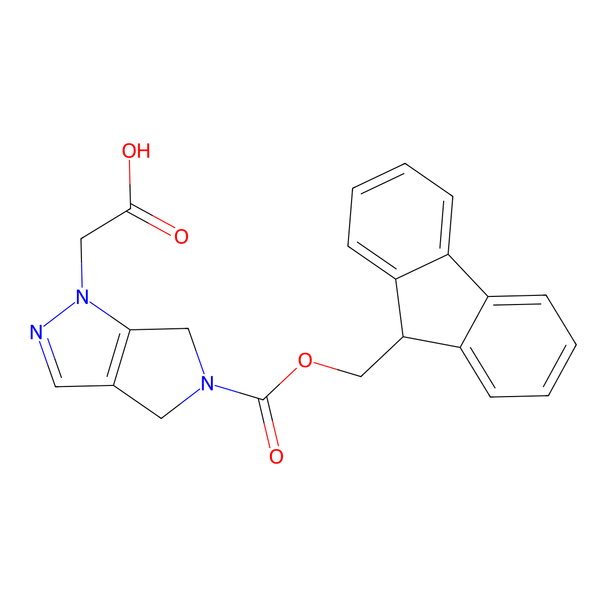 2-(5-{[(9H-fluoren-9-yl)methoxy]carbonyl}-1H,4H,5H,6H-pyrrolo[3,4-c]pyrazol-1-yl)acetic acid molecular structure, CAS 3026712-37-5