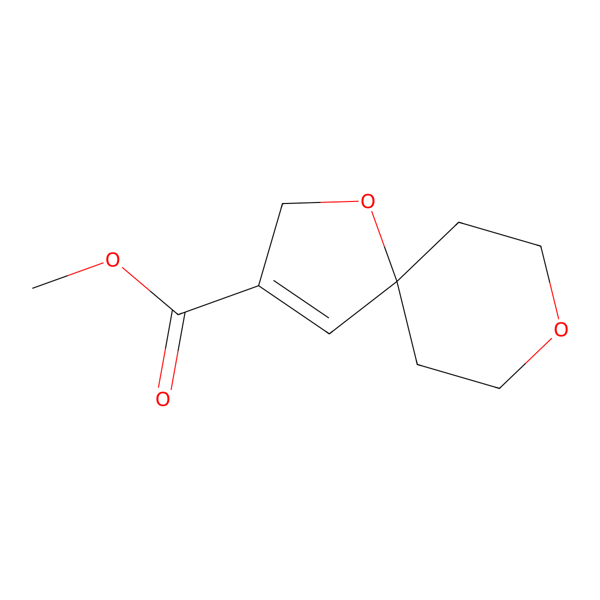 Methyl 1,8-dioxaspiro[4.5]dec-3-ene-3-carboxylate molecular structure, CAS 3026712-38-6