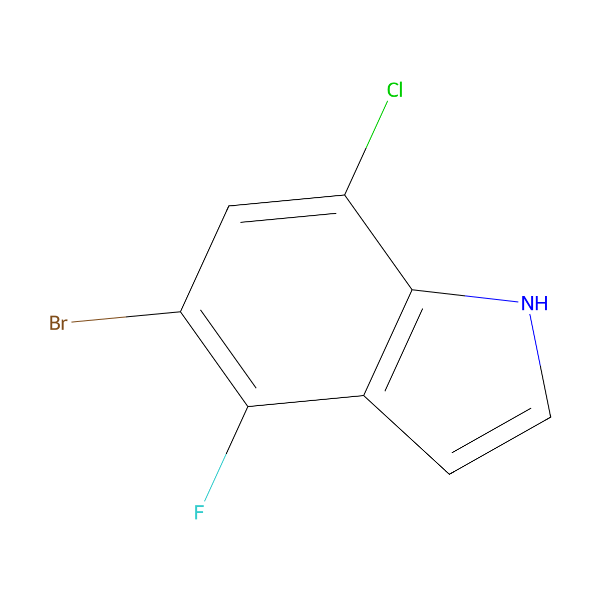 5-Bromo-7-chloro-4-fluoro-1H-indole molecular structure, CAS 3026712-43-3