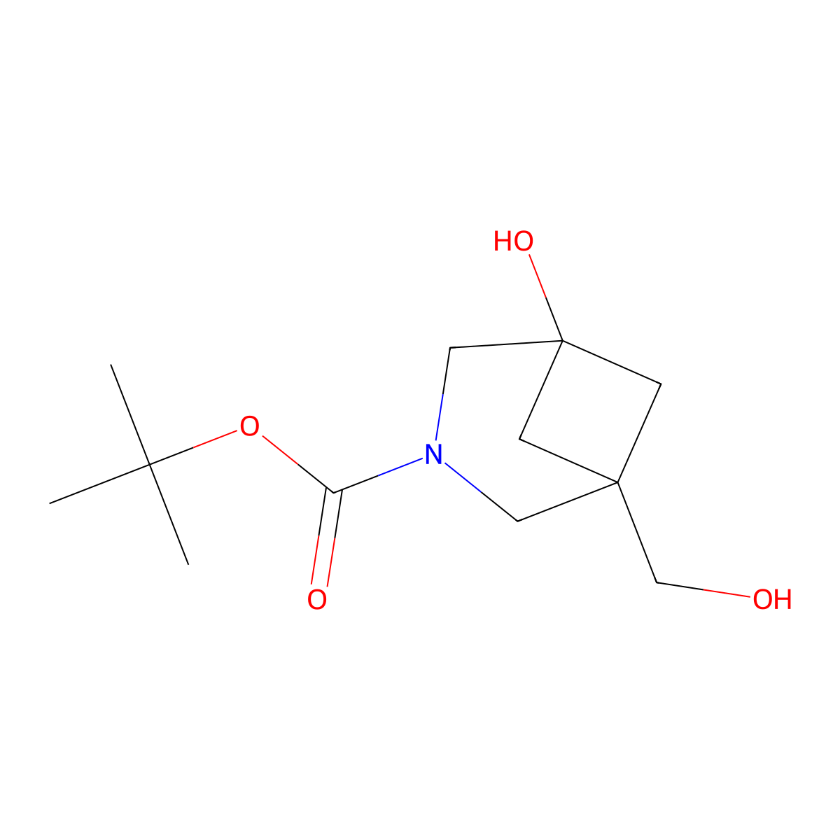 Tert-butyl 1-hydroxy-5-(hydroxymethyl)-3-azabicyclo[3.1.1]heptane-3-carboxylate molecular structure, CAS 3026712-58-0