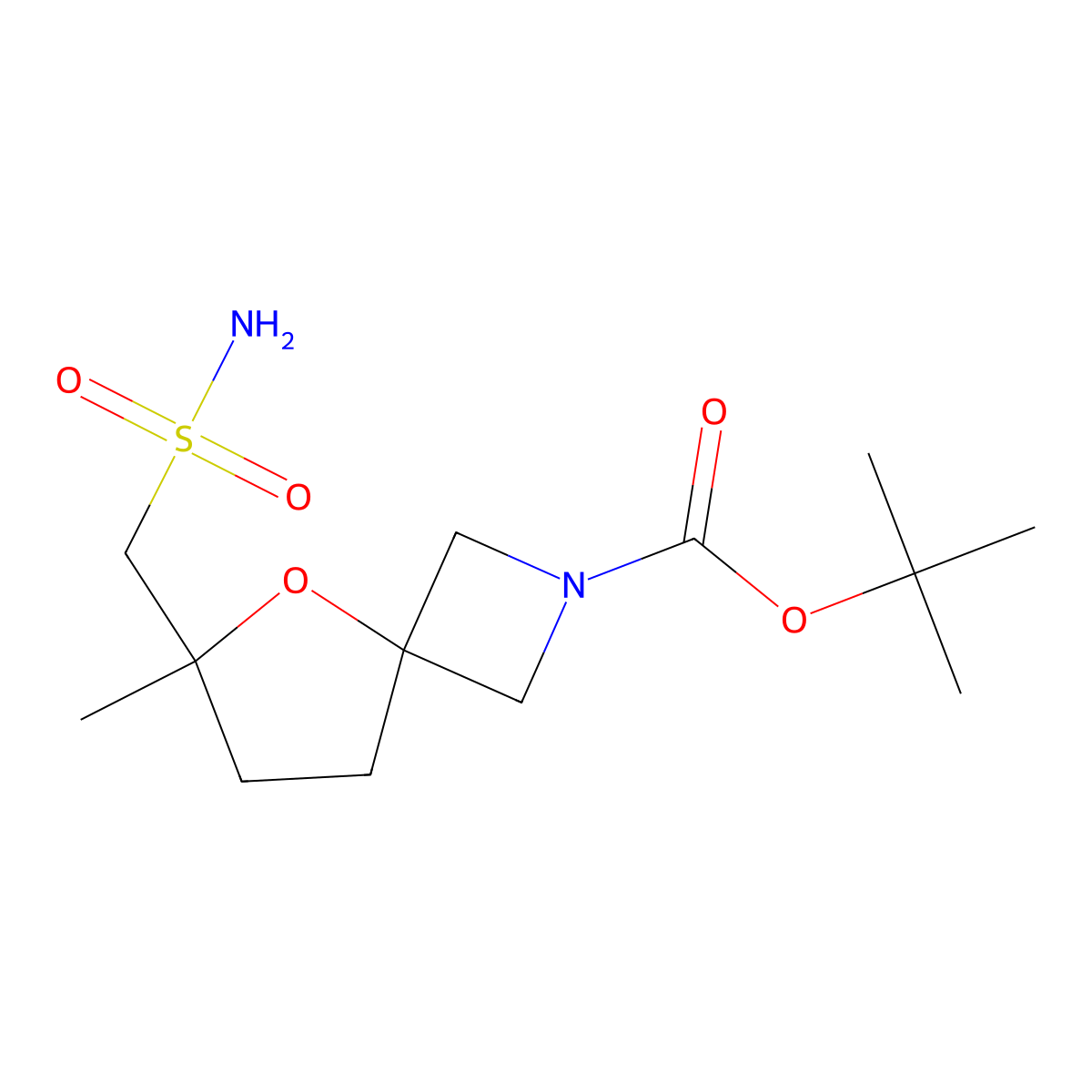 Tert-butyl 6-methyl-6-(sulfamoylmethyl)-5-oxa-2-azaspiro[3.4]octane-2-carboxylate molecular structure, CAS 3026712-61-5