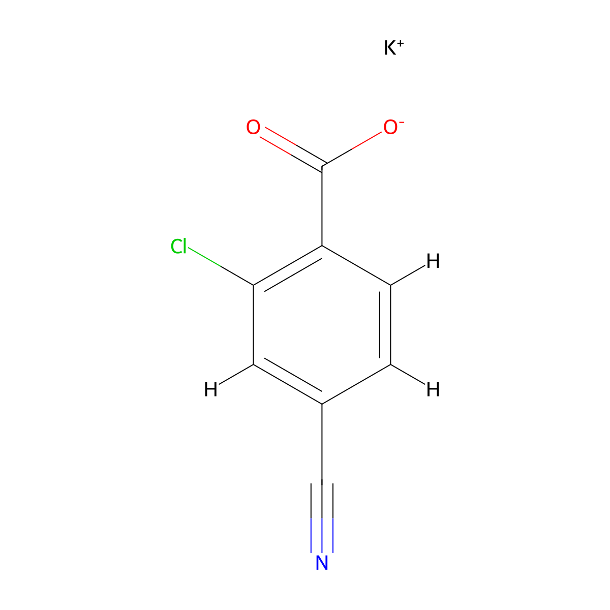 Potassium 2-chloro-4-cyanobenzoate molecular structure, CAS 3026712-63-7