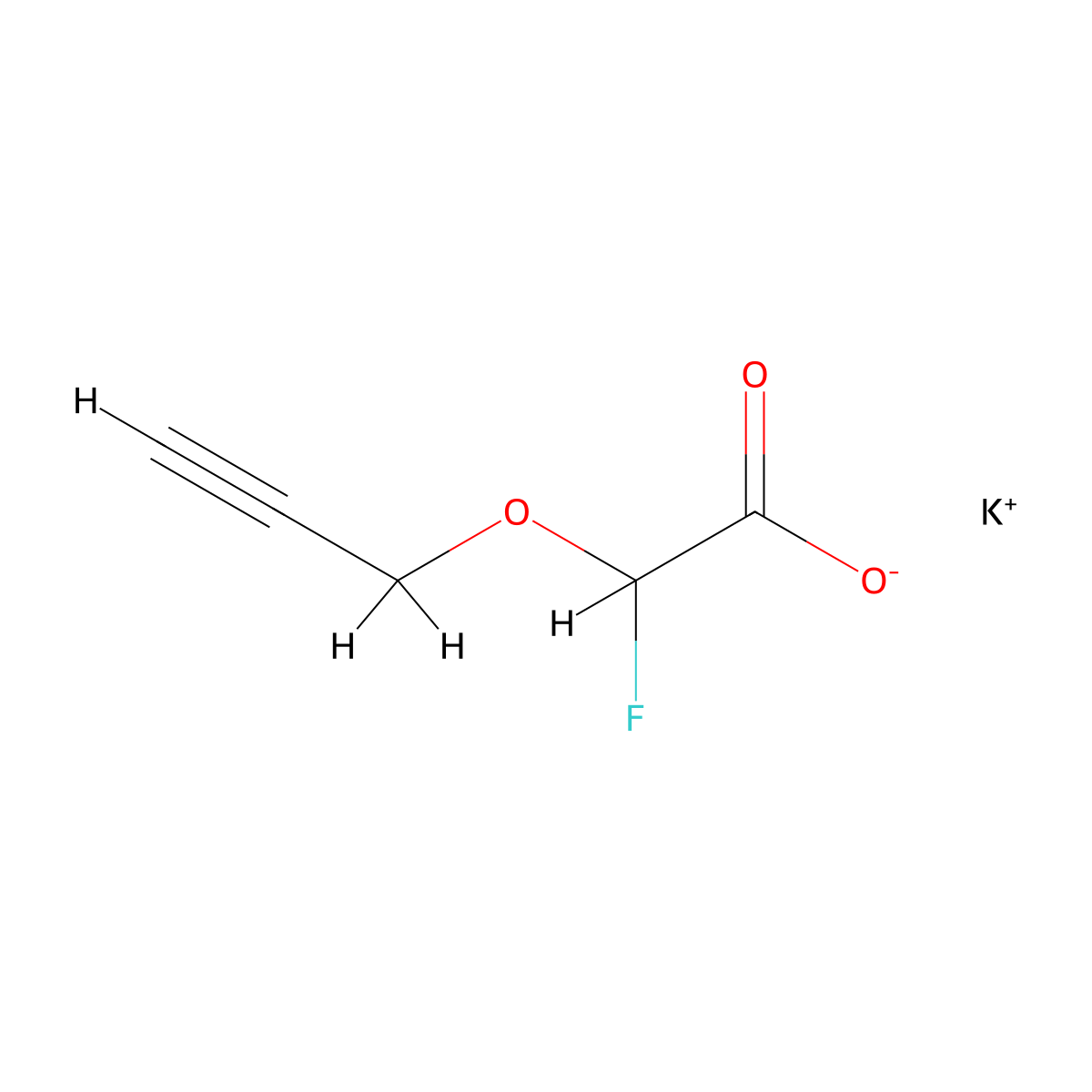Potassium 2-fluoro-2-prop-2-ynoxyacetate molecular structure, CAS 3026712-65-9