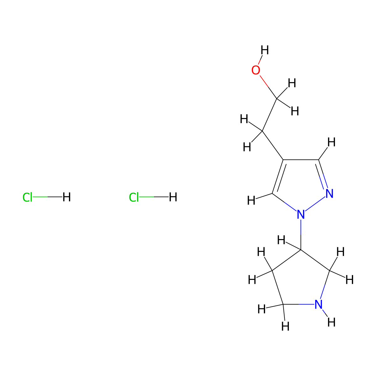 2-[1-(pyrrolidin-3-yl)-1H-pyrazol-4-yl]ethan-1-ol dihydrochloride molecular structure, CAS 3026712-68-2