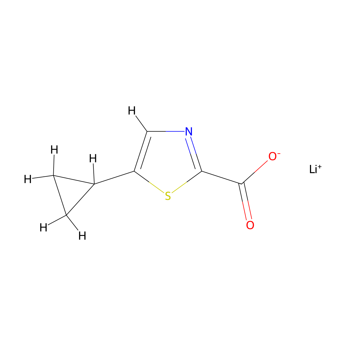 Lithium(1+) 5-cyclopropyl-1,3-thiazole-2-carboxylate molecular structure, CAS 3026712-74-0
