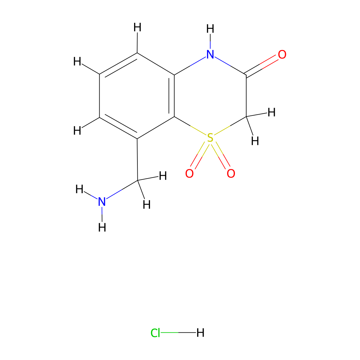 8-(aminomethyl)-1,1-dioxo-4H-1lambda6,4-benzothiazin-3-one;hydrochloride molecular structure, CAS 3026712-83-1