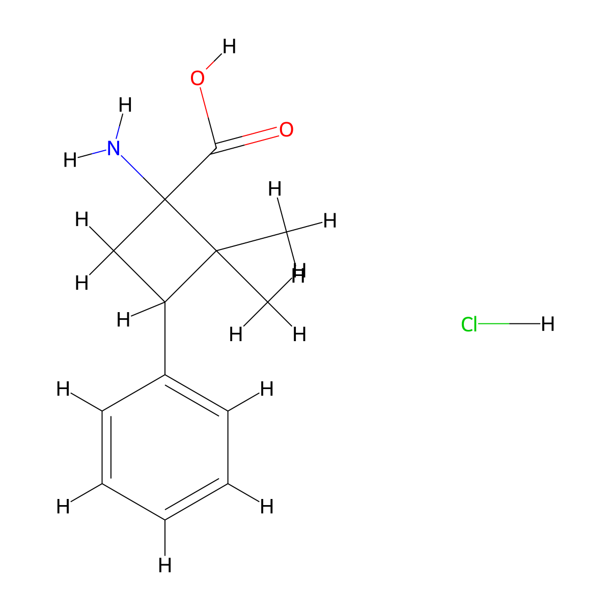 1-Amino-2,2-dimethyl-3-phenylcyclobutane-1-carboxylic acid hydrochloride molecular structure, CAS 3026712-89-7