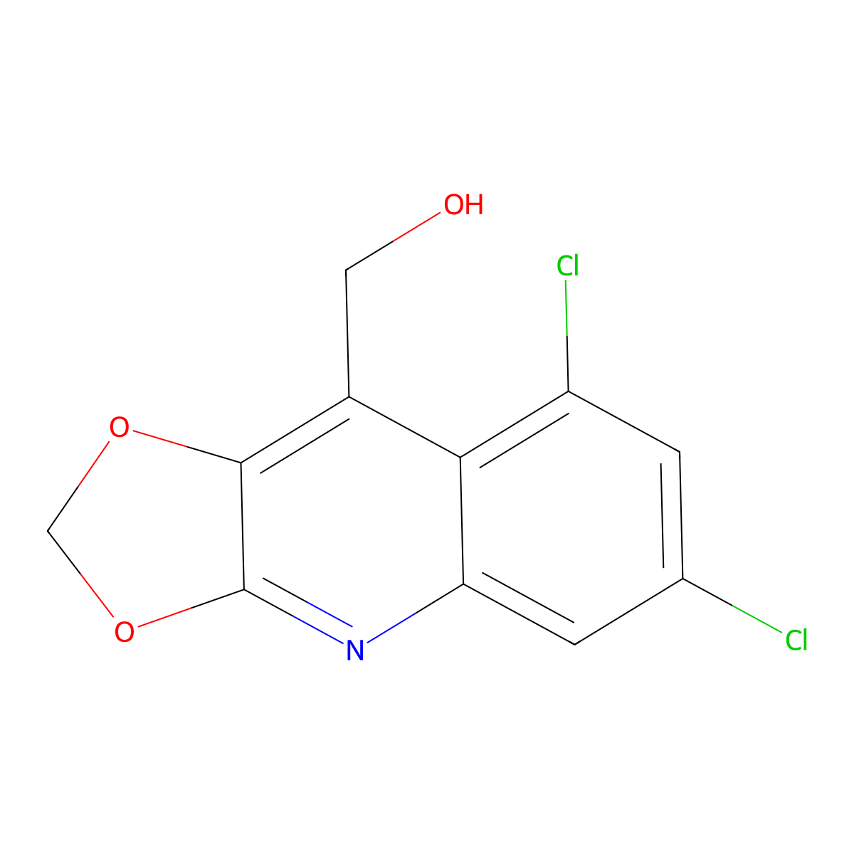 (6,8-Dichloro-[1,3]dioxolo[4,5-B]quinolin-9-YL)methanol molecular structure, CAS 3026713-02-7