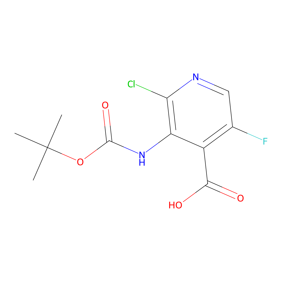 3-{[(Tert-butoxy)carbonyl]amino}-2-chloro-5-fluoropyridine-4-carboxylic acid molecular structure, CAS 3026713-03-8