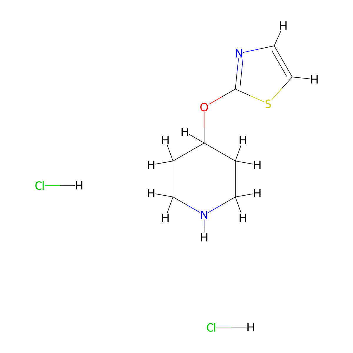 4-(1,3-Thiazol-2-yloxy)piperidine dihydrochloride molecular structure, CAS 3026713-19-6