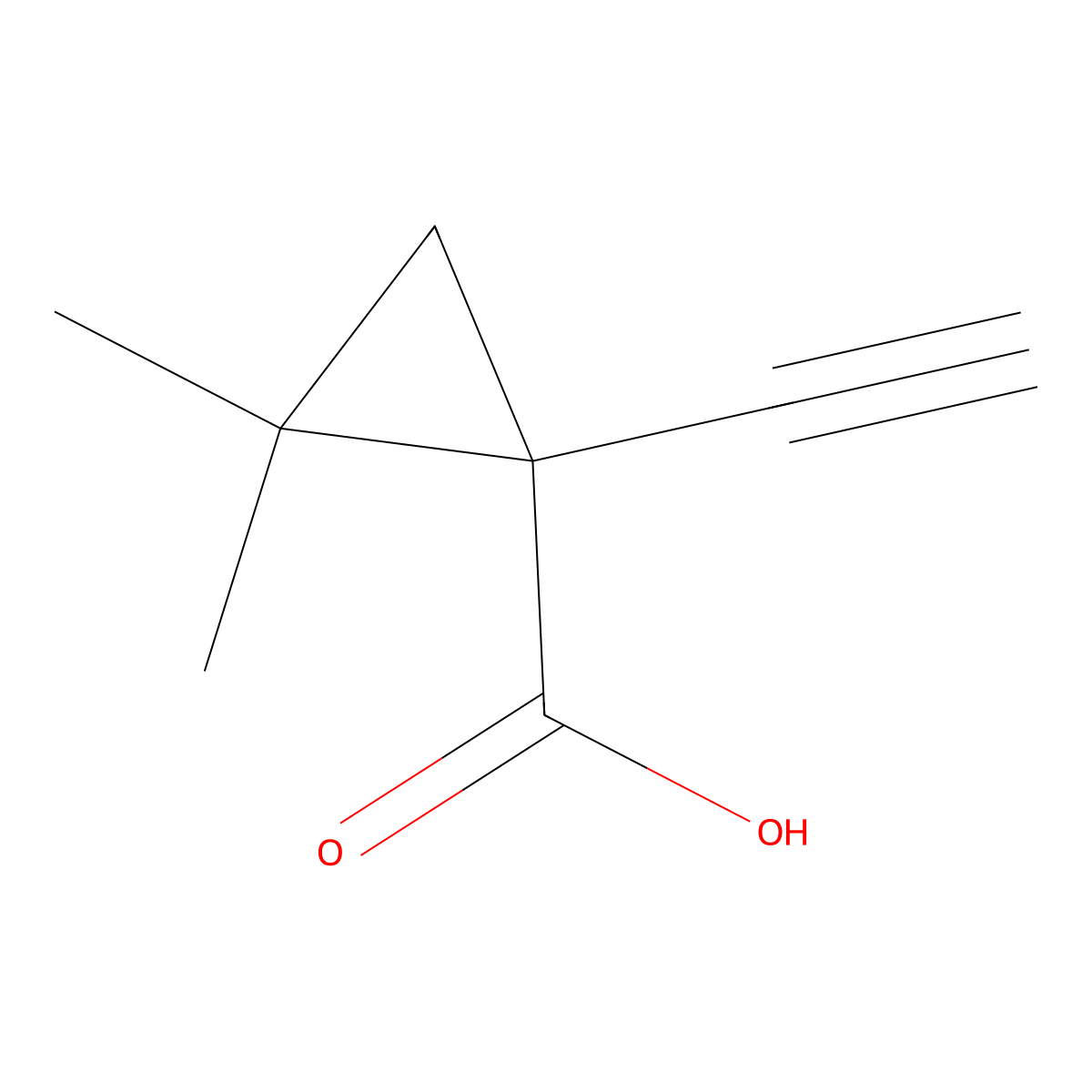 1-Ethynyl-2,2-dimethylcyclopropane-1-carboxylic acid molecular structure, CAS 3026713-30-1