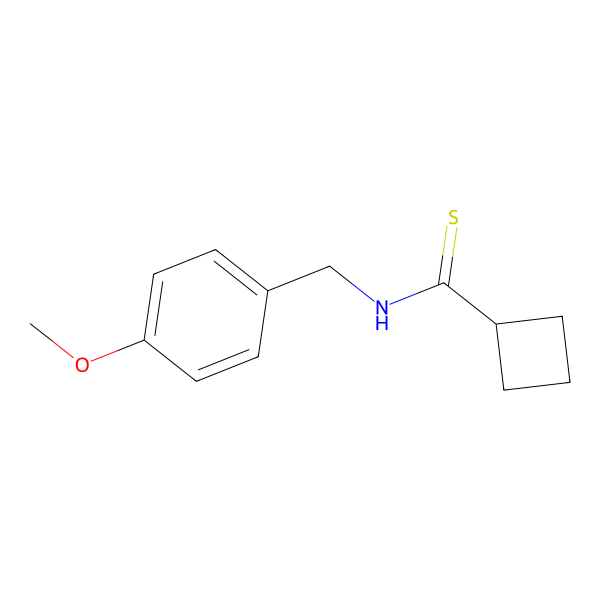 N-(4-Methoxybenzyl)cyclobutanecarbothioamide molecular structure, CAS 3026713-44-7
