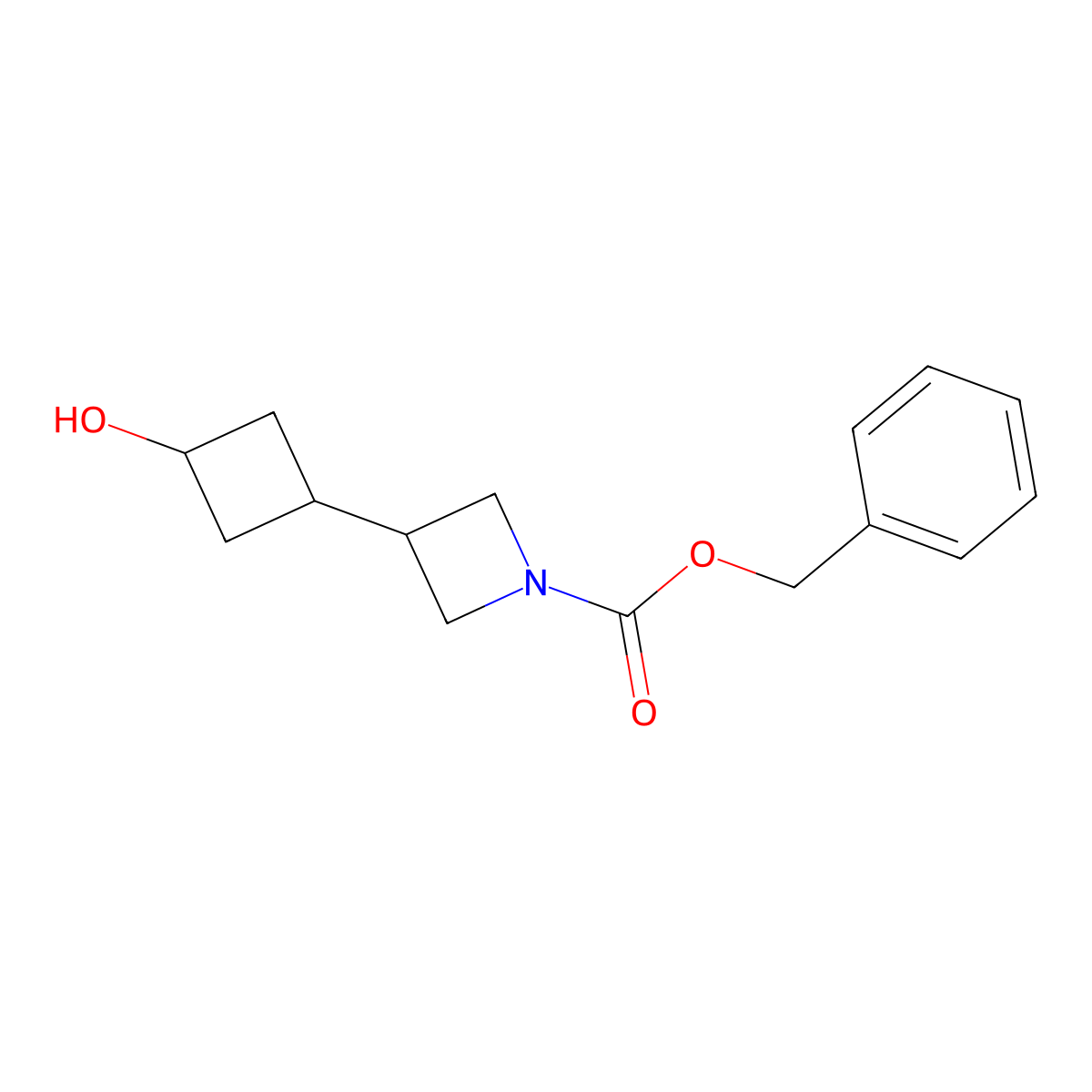 Benzyl 3-(3-hydroxycyclobutyl)azetidine-1-carboxylate molecular structure, CAS 3026713-60-7