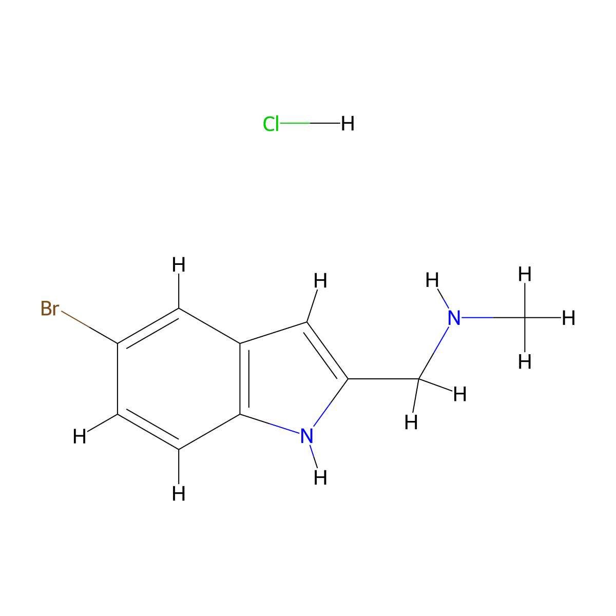 [(5-bromo-1H-indol-2-yl)methyl](methyl)amine hydrochloride molecular structure, CAS 3026713-62-9