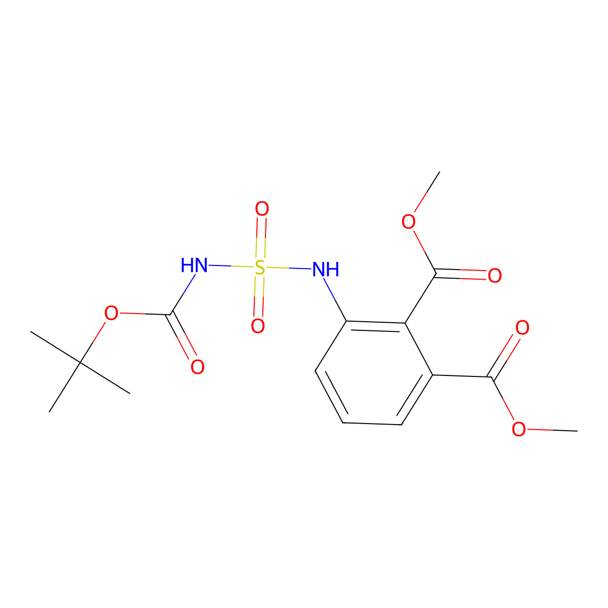 1,2-Dimethyl 3-[({[(tert-butoxy)carbonyl]amino}sulfonyl)amino]benzene-1,2-dicarboxylate molecular structure, CAS 3026713-63-0