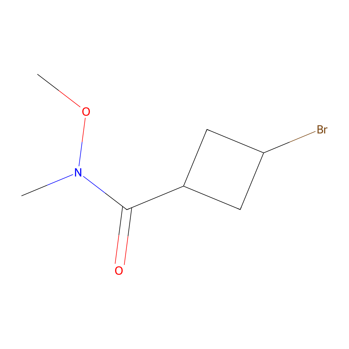 3-bromo-N-methoxy-N-methylcyclobutane-1-carboxamide molecular structure, CAS 3026713-74-3