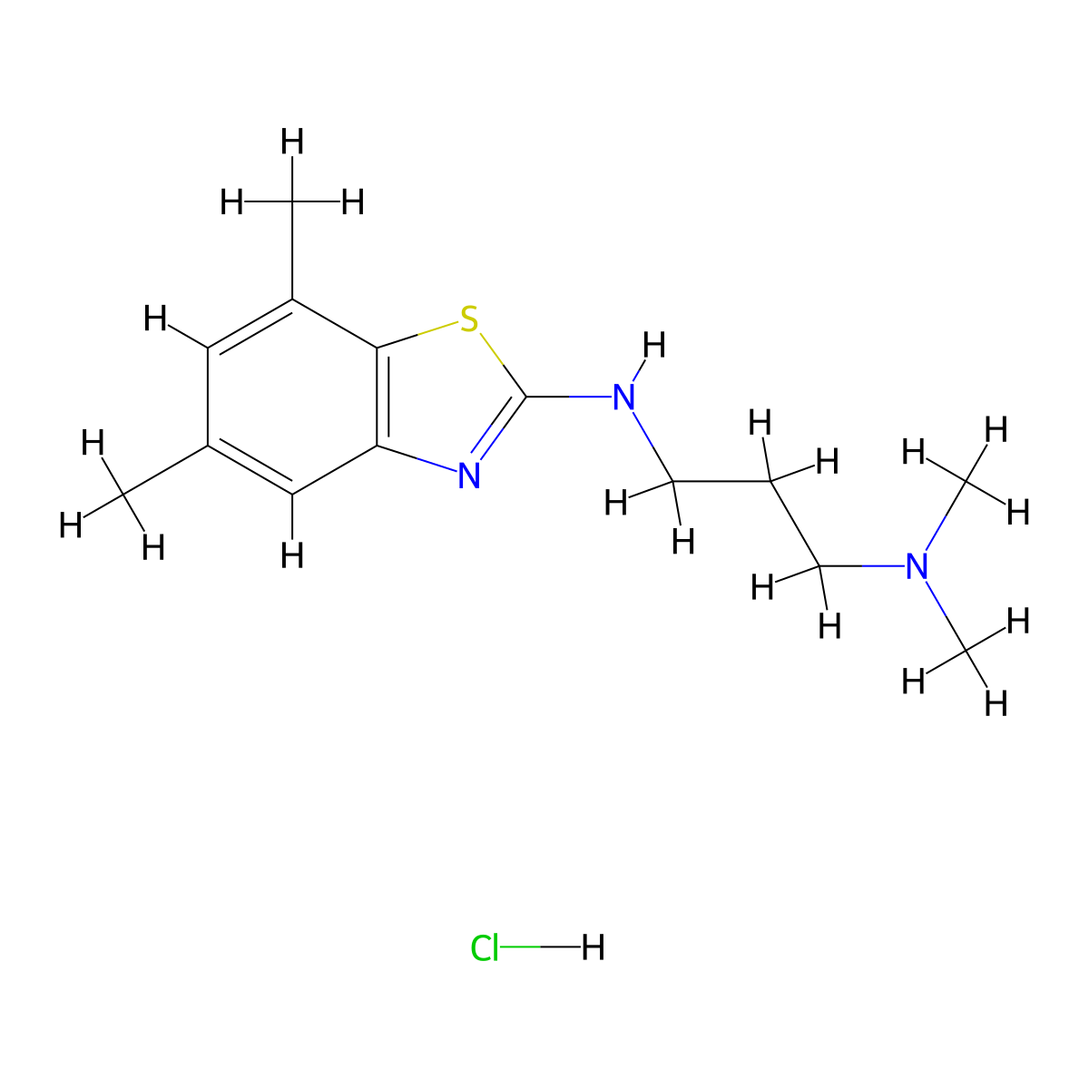 N-[3-(dimethylamino)propyl]-5,7-dimethyl-1,3-benzothiazol-2-amine hydrochloride molecular structure, CAS 3026713-87-8