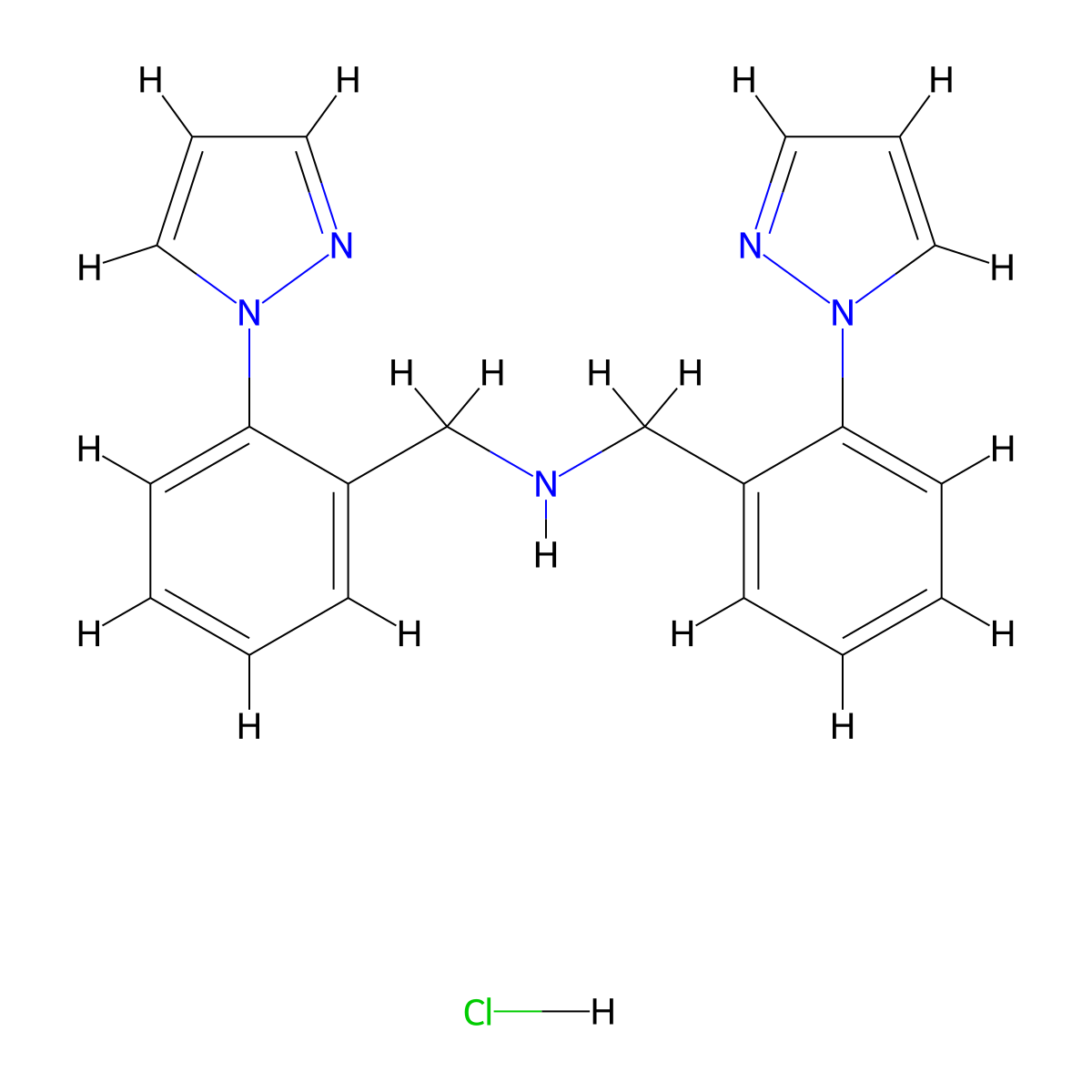 Bis(2-(1H-pyrazol-1-YL)benzyl)amine hydrochloride molecular structure, CAS 3026713-95-8