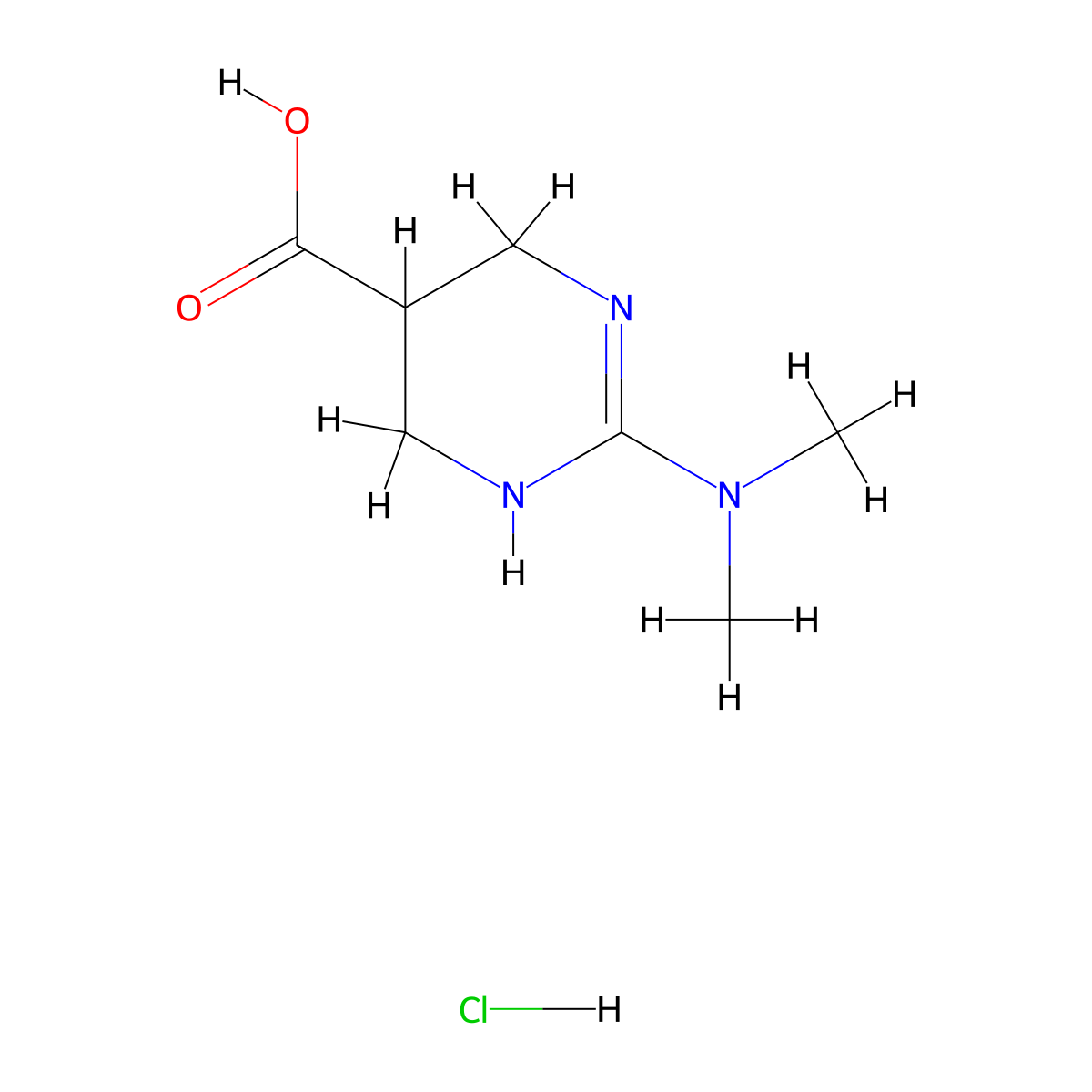 2-(Dimethylamino)-1,4,5,6-tetrahydropyrimidine-5-carboxylic acid hydrochloride molecular structure, CAS 3026715-10-3