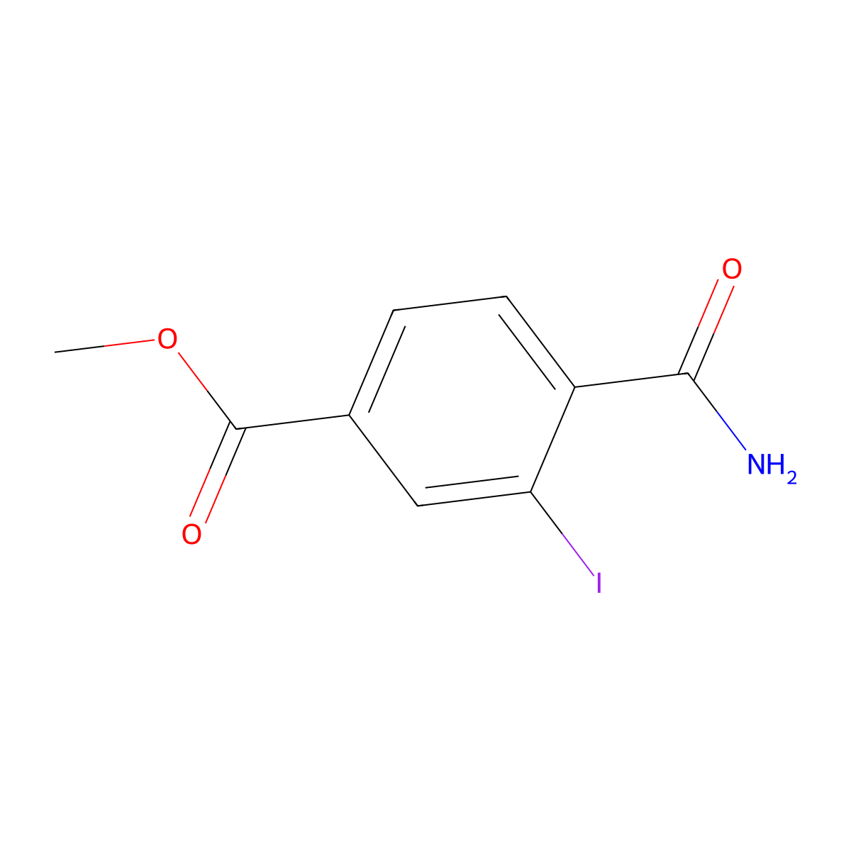 Methyl 4-carbamoyl-3-iodobenzoate molecular structure, CAS 3026715-12-5