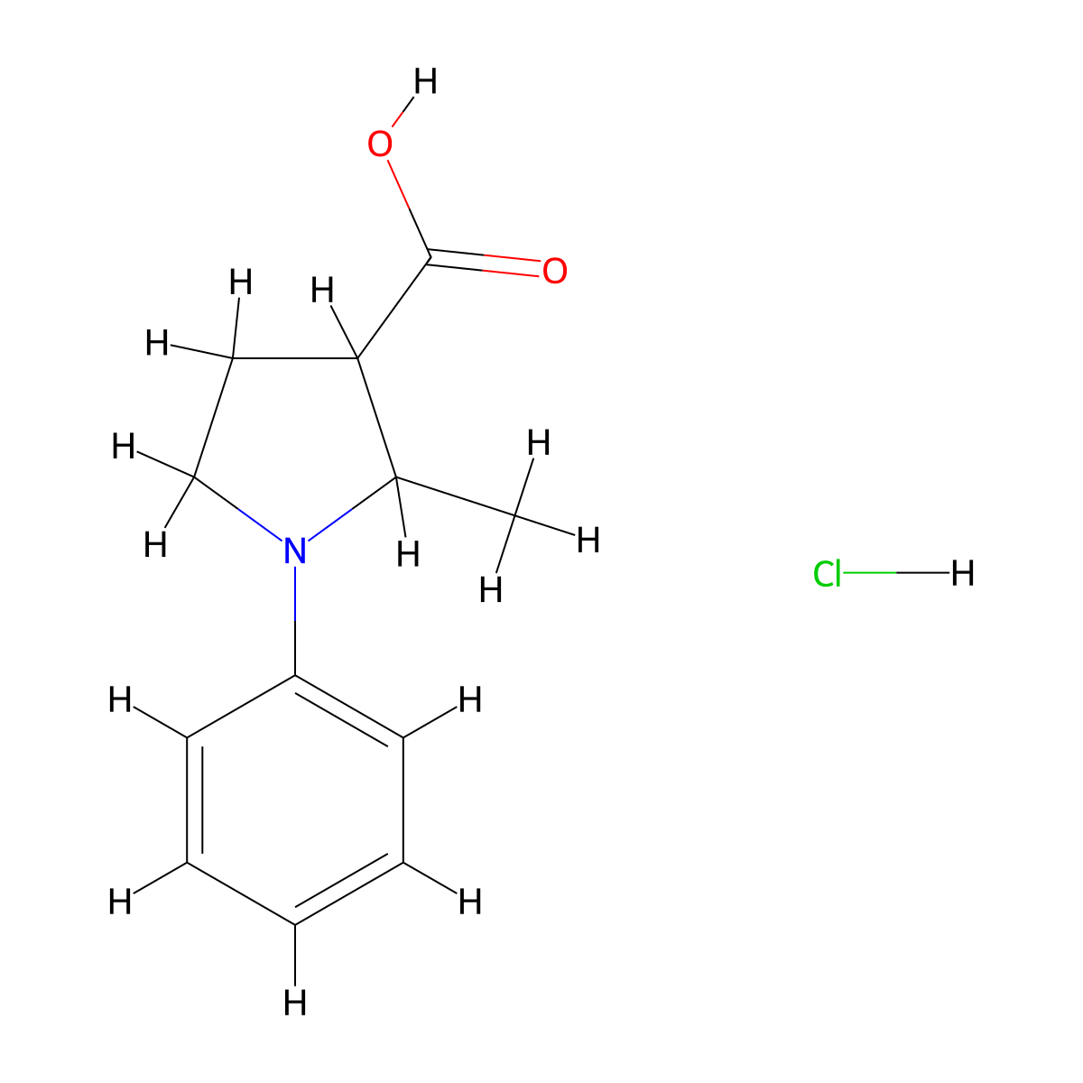 2-Methyl-1-phenylpyrrolidine-3-carboxylic acid hydrochloride molecular structure, CAS 3026715-19-2
