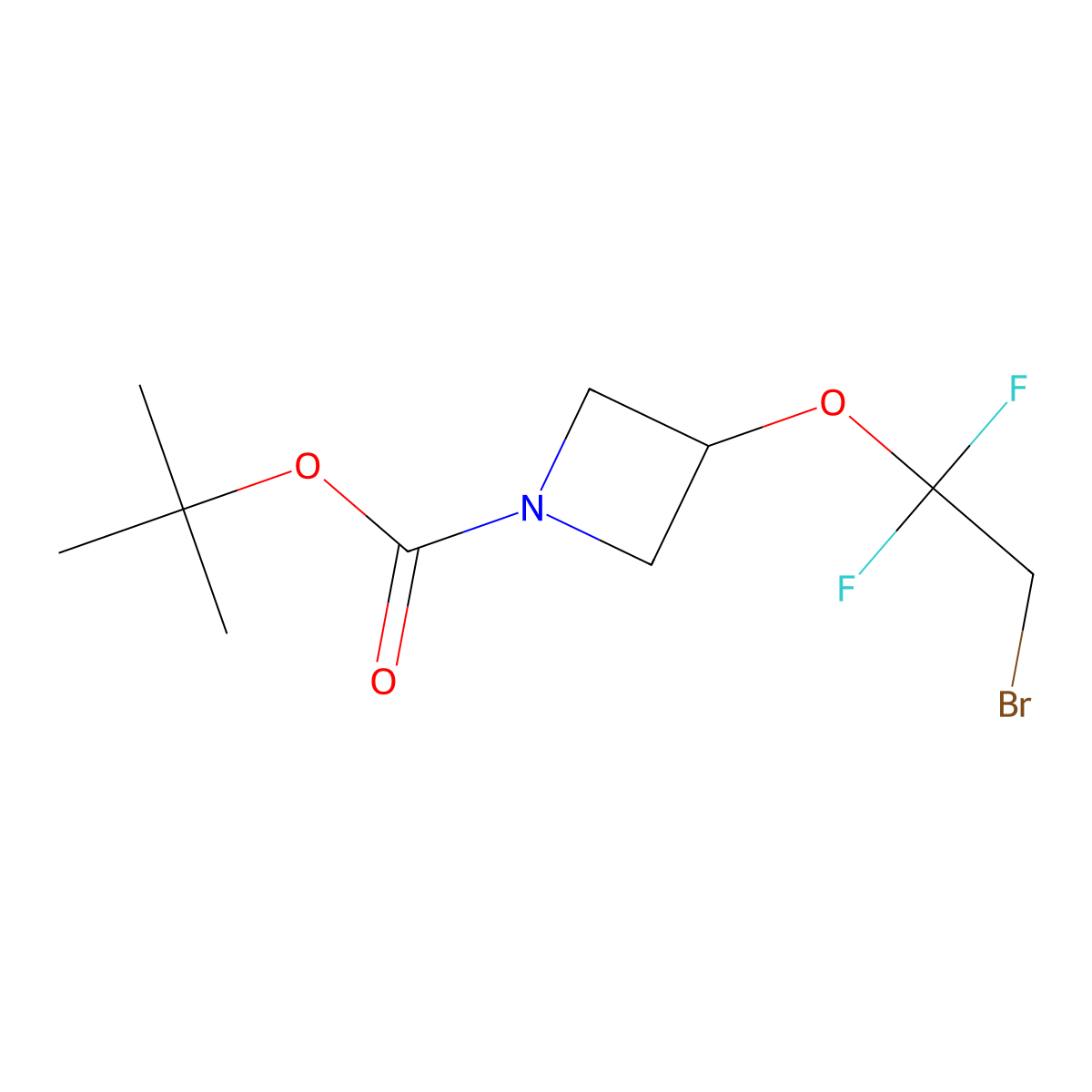 Tert-butyl 3-(2-bromo-1,1-difluoroethoxy)azetidine-1-carboxylate molecular structure, CAS 3026715-28-3
