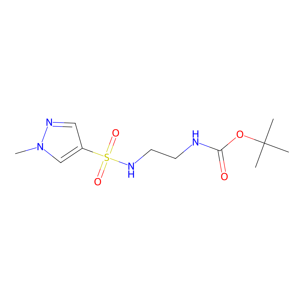 tert-butyl N-[2-(1-methyl-1H-pyrazole-4-sulfonamido)ethyl]carbamate molecular structure, CAS 3026715-32-9
