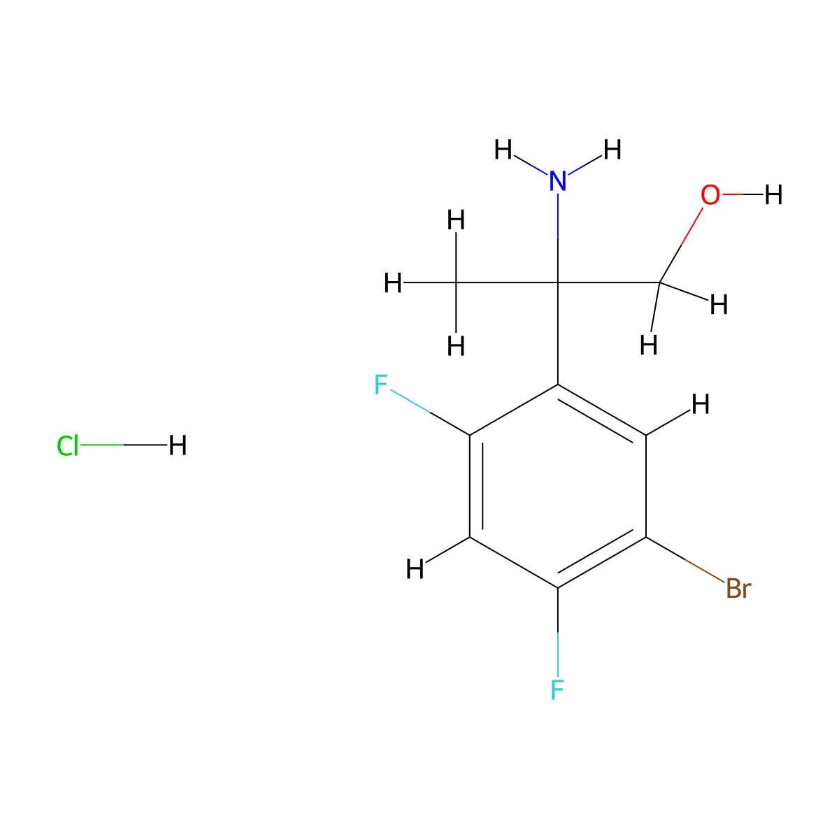 2-Amino-2-(5-bromo-2,4-difluorophenyl)propan-1-ol hydrochloride molecular structure, CAS 3026715-43-2