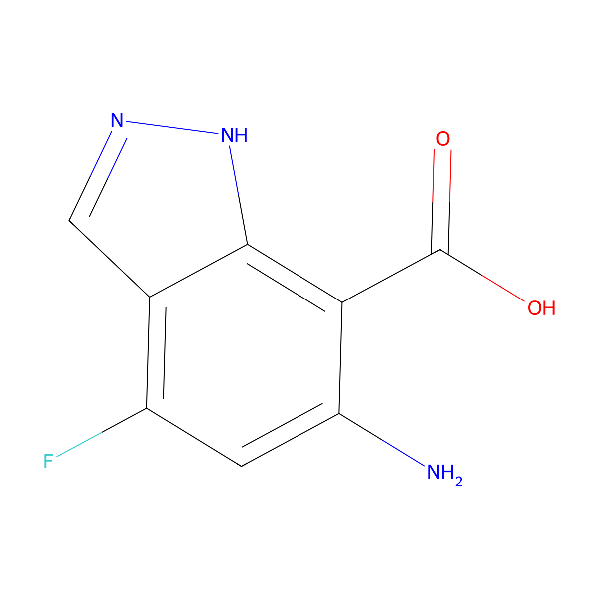 6-amino-4-fluoro-1H-indazole-7-carboxylic acid molecular structure, CAS 3026715-56-7
