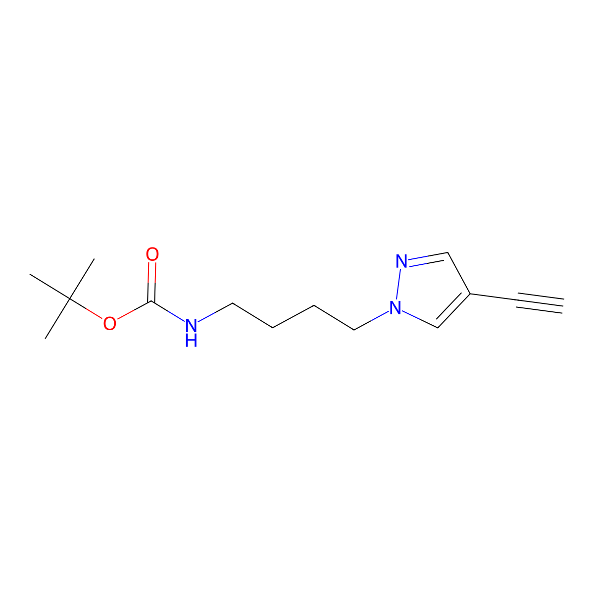Tert-butyl (4-(4-ethynyl-1H-pyrazol-1-YL)butyl)carbamate molecular structure, CAS 3026715-63-6